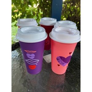 5pc Valentines Day Starbucks Resuable Hot Cups 2022